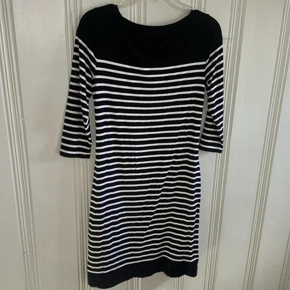 Black & White Striped White House Black Market Dress with Drawstring Waist XS - Picture 6 of 6
